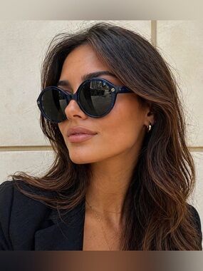 Gucci GG0023S 004 Round Blue Sunglasses Oversized Frame Italy Authentic